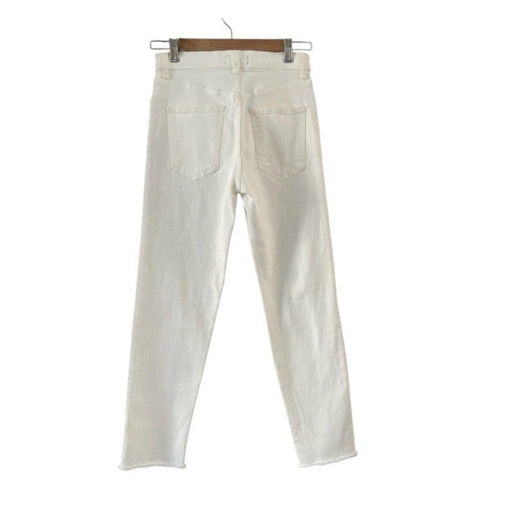 New Ramy Brook, Langley, Lightly Distressed Crop Jeans, Ivory Shark White, Sz 24