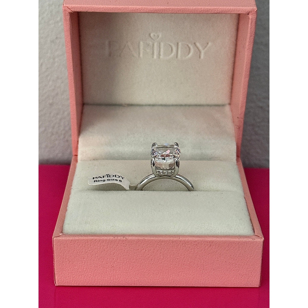 Paffidy 3.5ct D Color Moissanite Cushion Solitaire Ring Size 6 | S925 Silver NEW