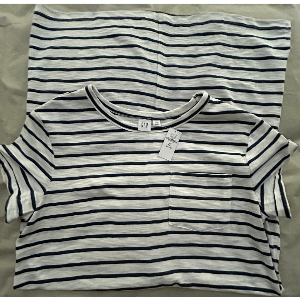 GAP Pocket T-Shirt Dress Navy White Stripe | Size S/P Tall | Casual Stripe Dress