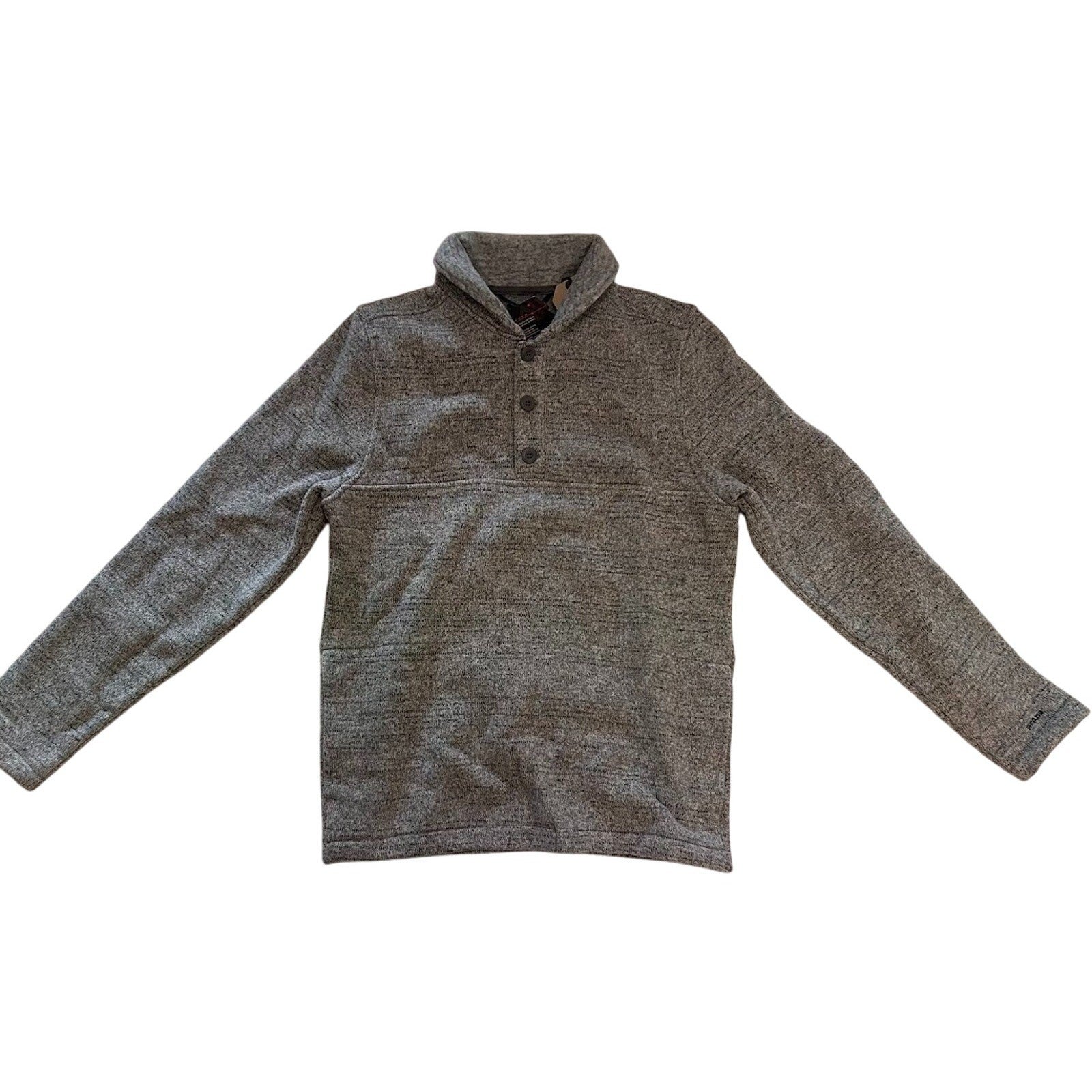 Prana Tri-Thermal Threads Henley Pullover Polartec Fleece Light Gray Size S