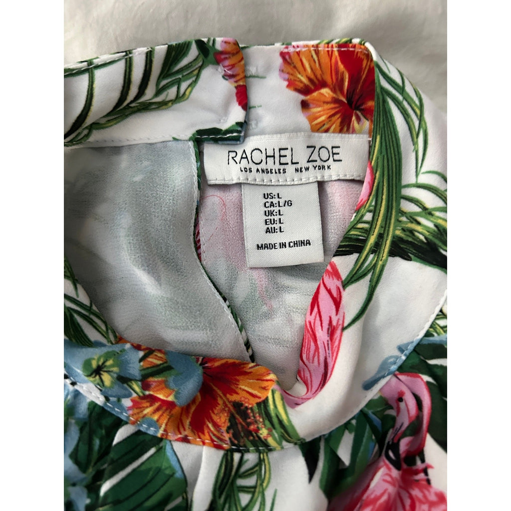 Rachel Zoe Tropical Print Choker Tank Top – Bare Shoulder, Large