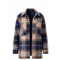Abercrombie & Fitch XS Plaid Wool-Blend Jacket Blue Tan Checkered Shacket Lined