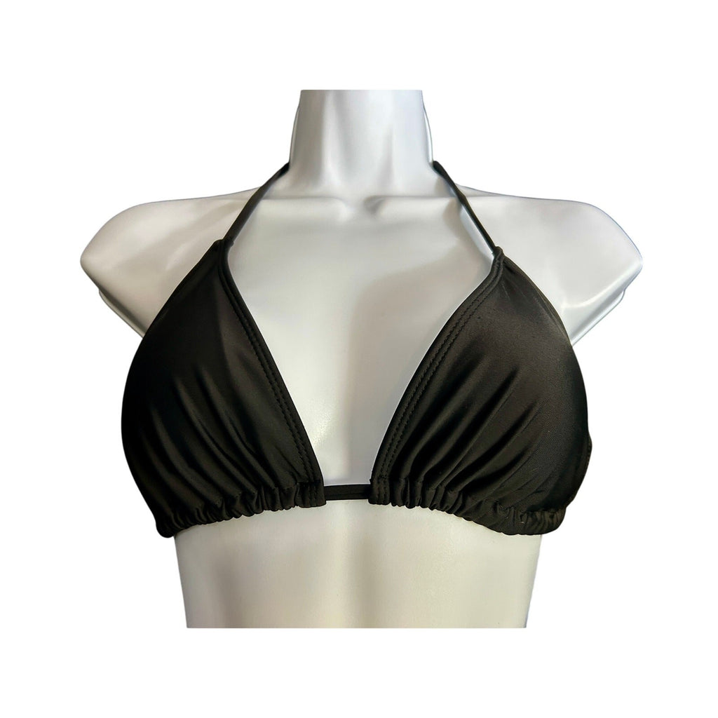 Refuge Black Strappy Triangle Bikini Set – M Top, S Bottom, Sexy, Halter Tie