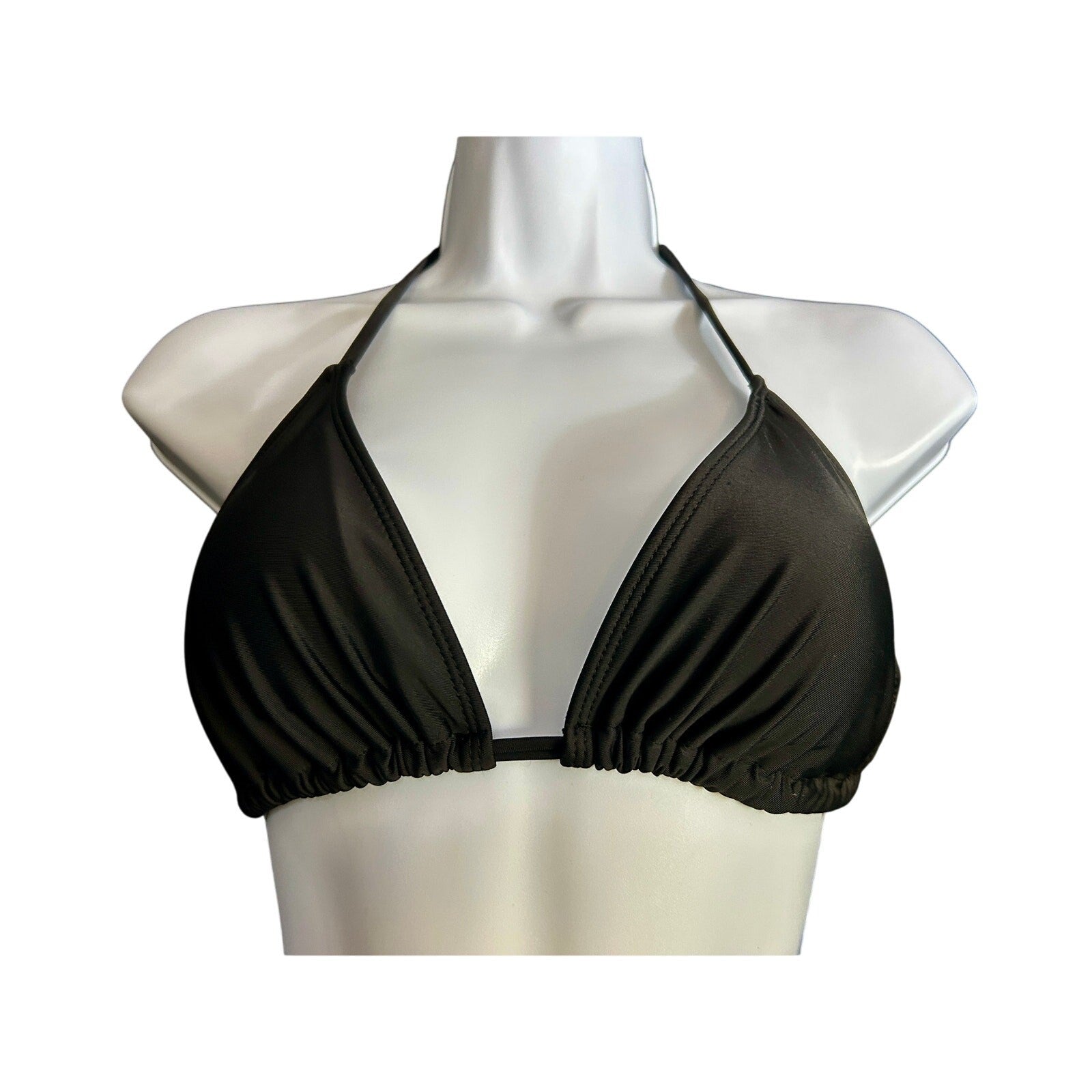 Refuge Black Strappy Triangle Bikini Set – M Top, S Bottom, Sexy, Halter Tie