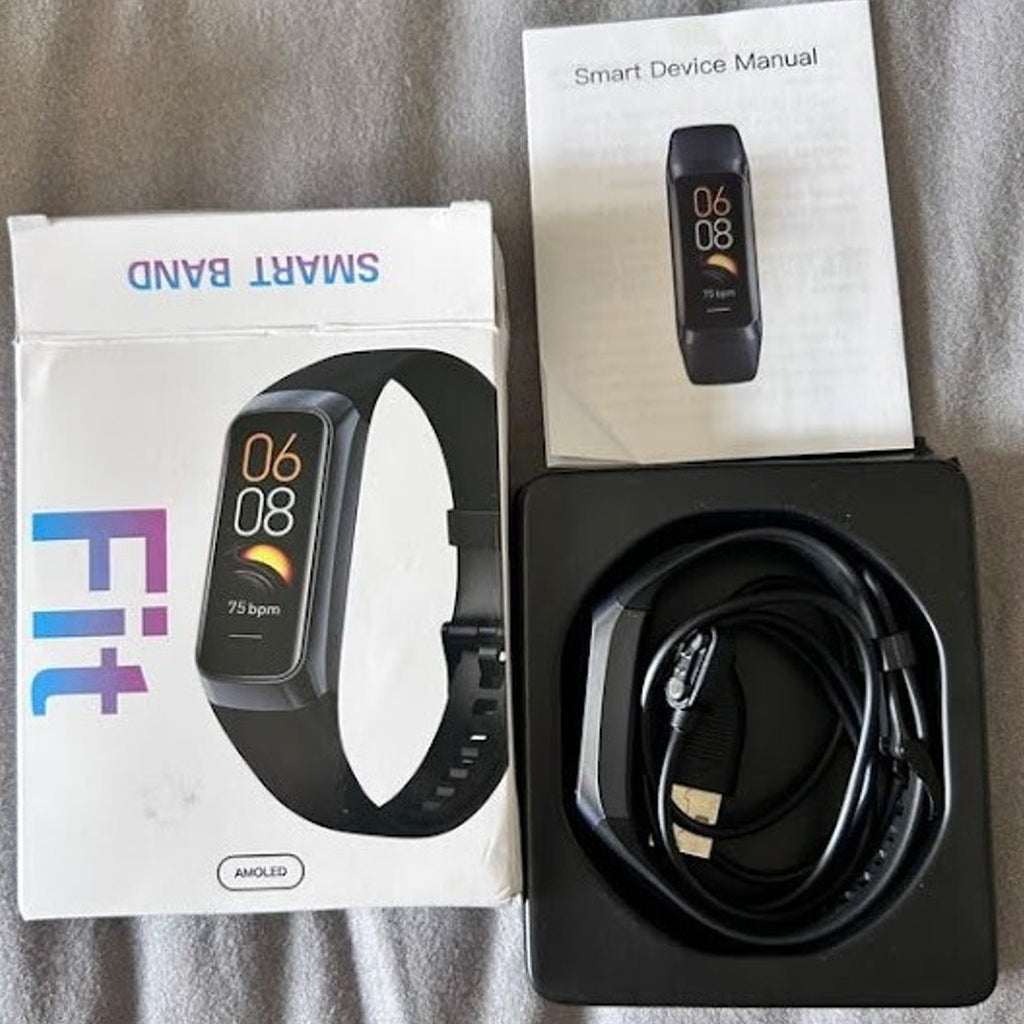 Smart Watch 1.1 AMOLED Fitness, Steps, Heart Rate, Sleep Tracker Bracelet BLACK