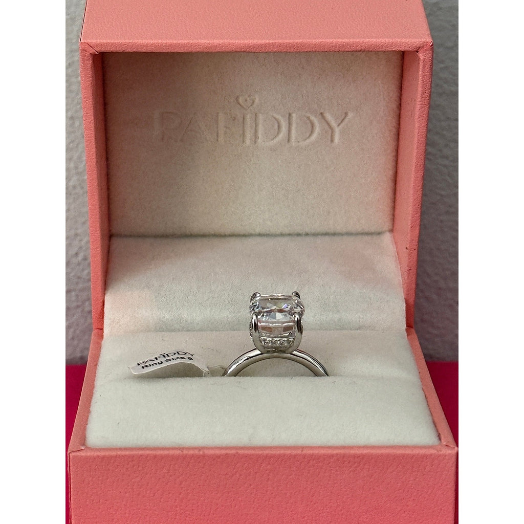 Paffidy 3.5ct D Color Moissanite Cushion Solitaire Ring Size 6 | S925 Silver NEW