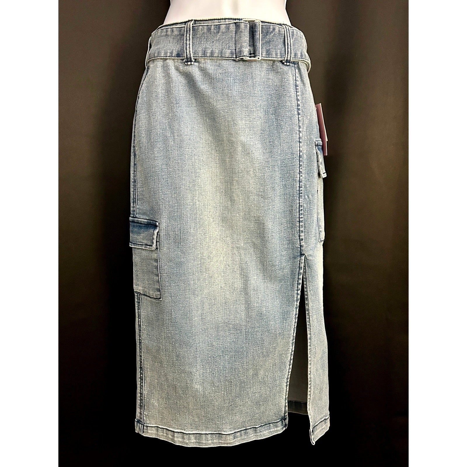 Juicy Couture JC575-SKRT Denim Cargo Skirt Medium Wash Size 26 Y2K Style