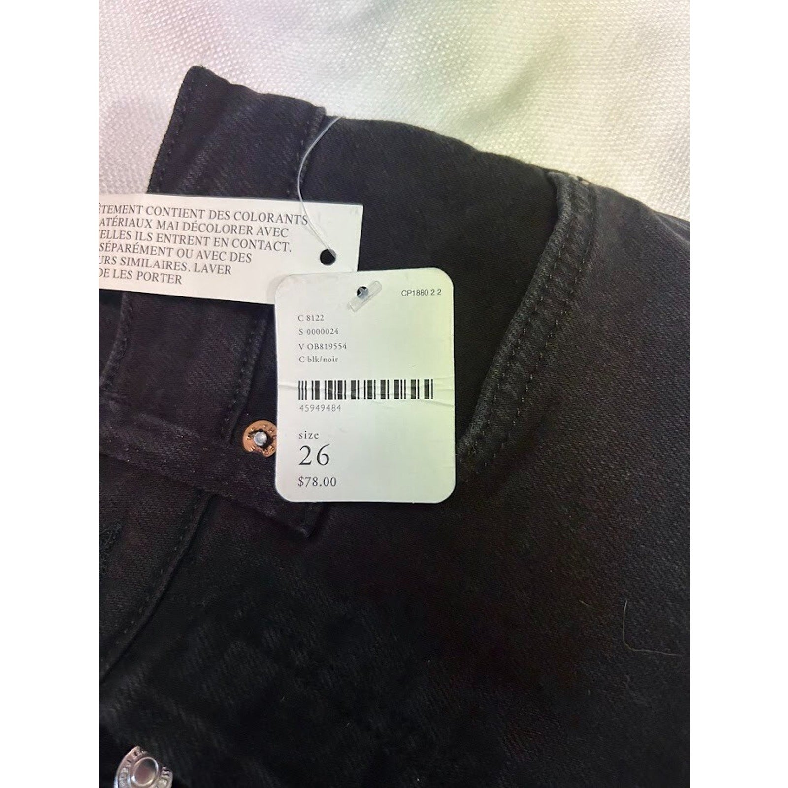 We the Free Black Stella Skinny Jeans Sz 26 High Rise, Button Fly, Raw Hem, NWT