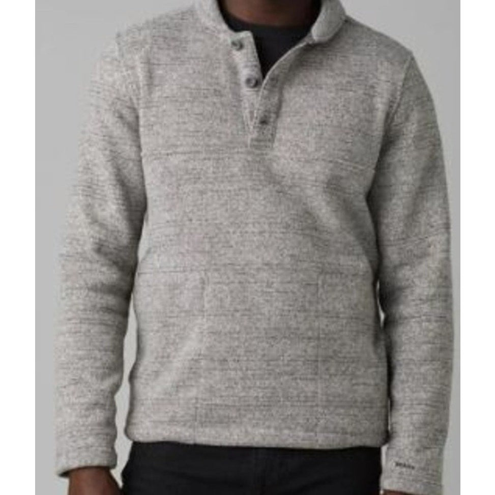 Prana Tri-Thermal Threads Henley Pullover Polartec Fleece Light Gray Size S