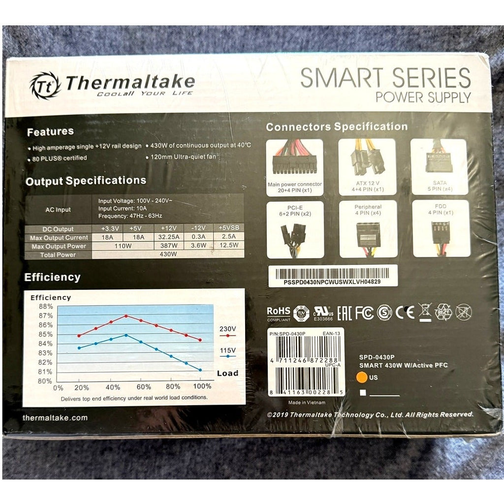 Thermaltake Smart Series 430W Power Supply 80 Plus Ultra Quiet Haswell Ready NEW