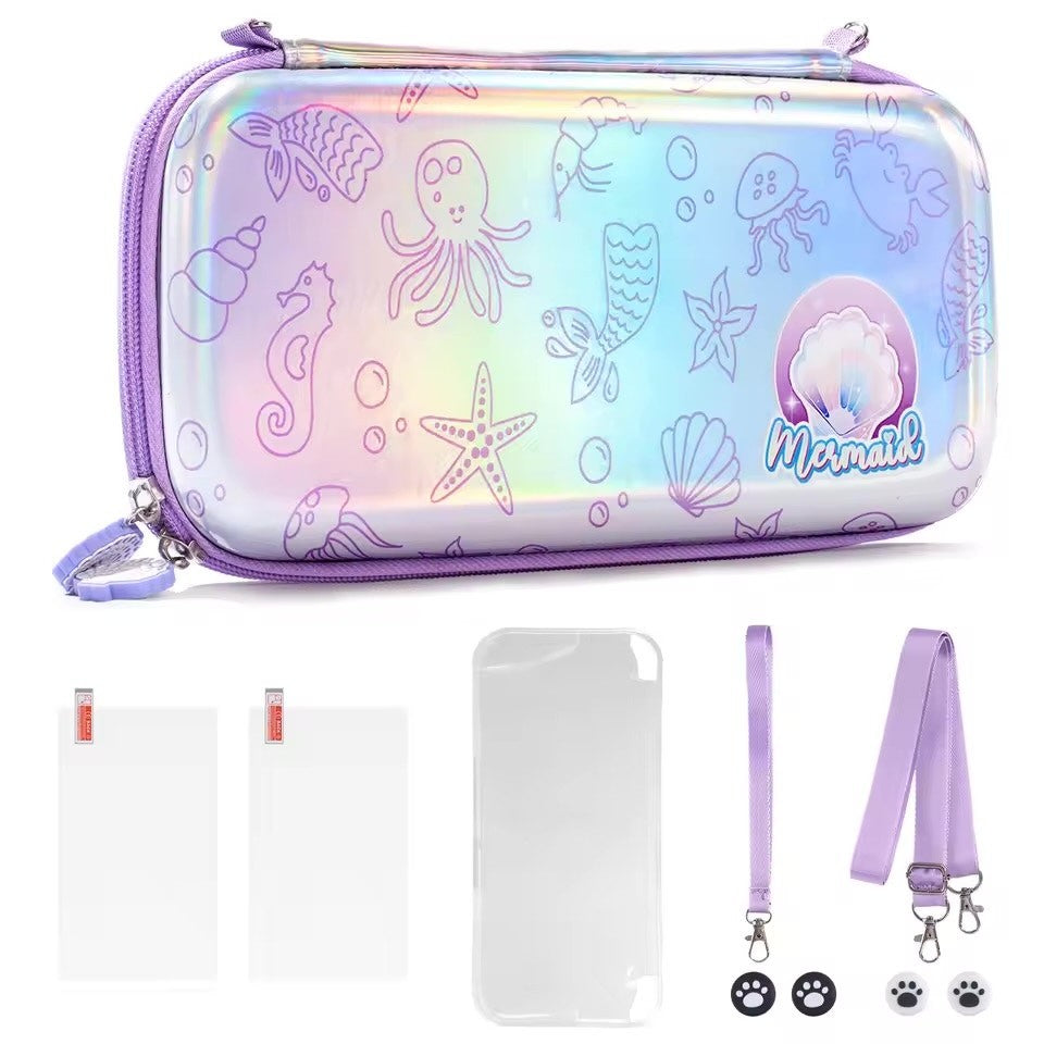 NEW Belle&Birdie Mermaid Switch OLED Case Purple Hard Shell Handbag Gaming 