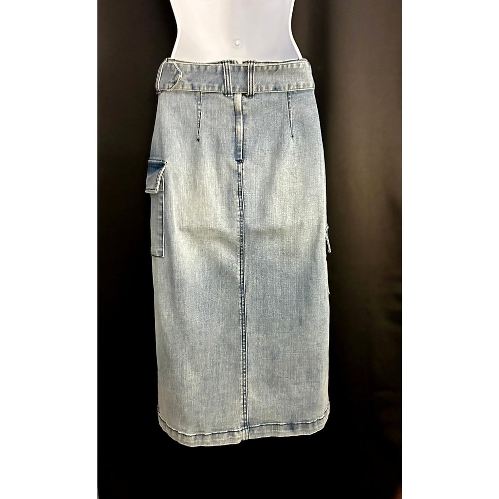 Juicy Couture JC575-SKRT Denim Cargo Skirt Medium Wash Size 26 Y2K Style
