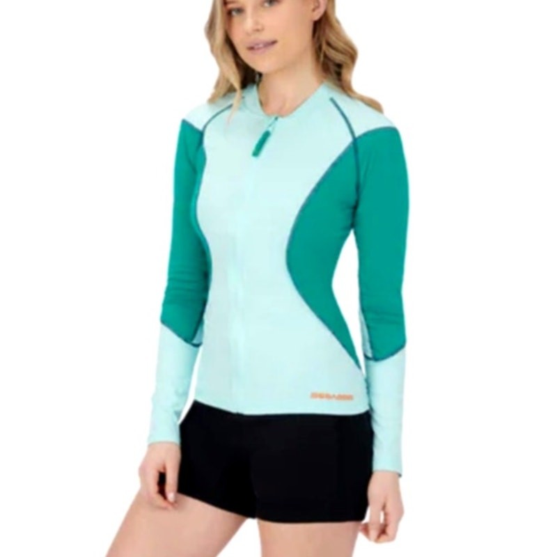 Women's Sea-Doo Long Sleeve Swimsuit Top 50 UV Protection, Turquoise, Sz Med NWT