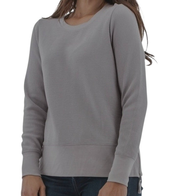 Aventura Womens Hazelton Crew Neck Long Sleeve Top Weathervane Gray Sz XS NWOT