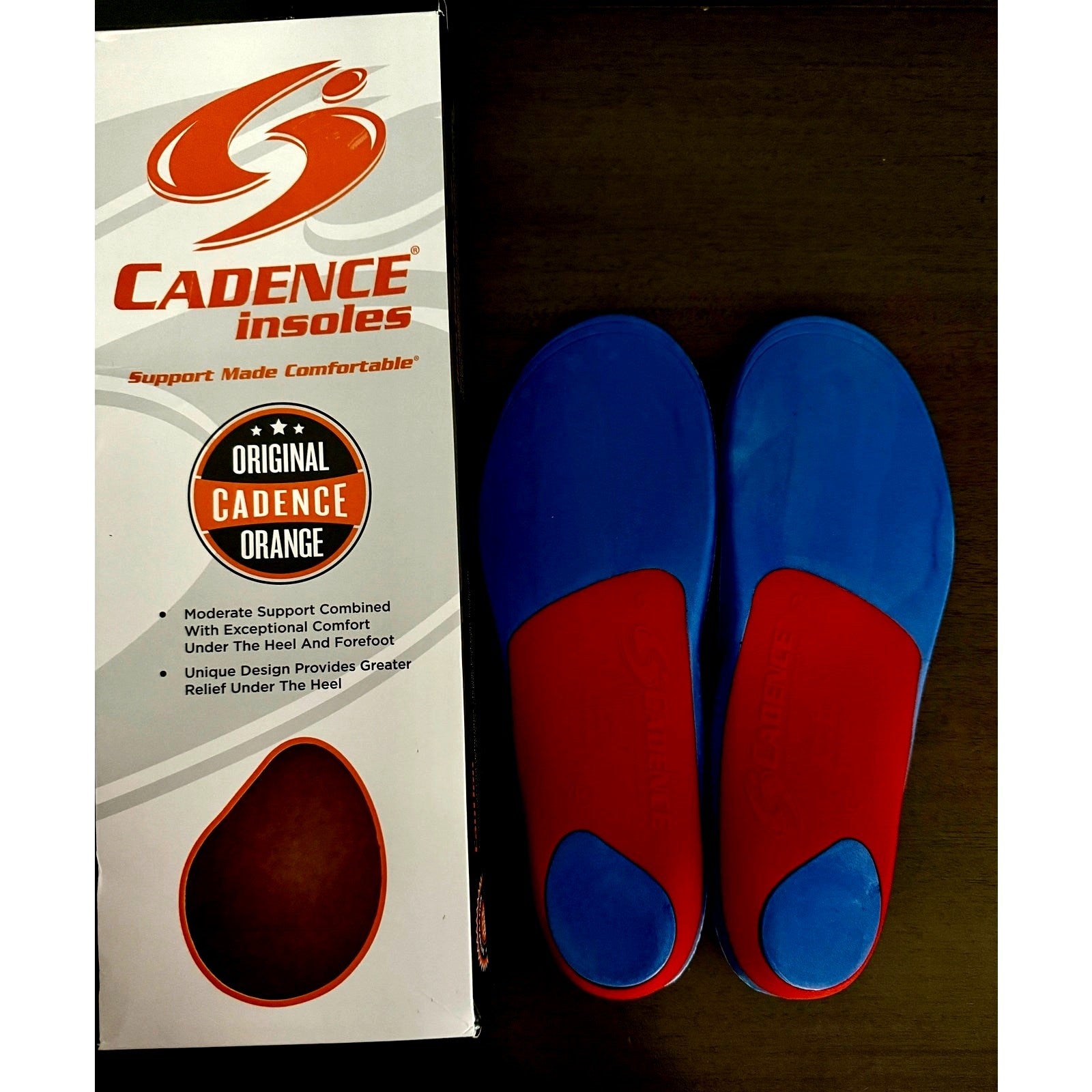 Cadence Original Orange Insoles Size C Men 5‑6 Women 6‑7 | Orthotic Support NIB