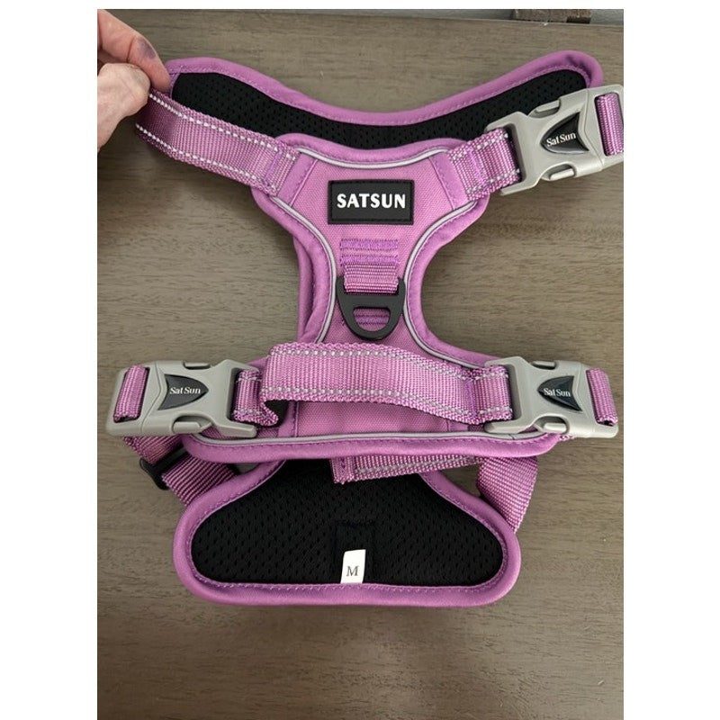 No Pull Dog Training Harness Adjustable ID Clear Tag Holder Sz M Pink New NIB