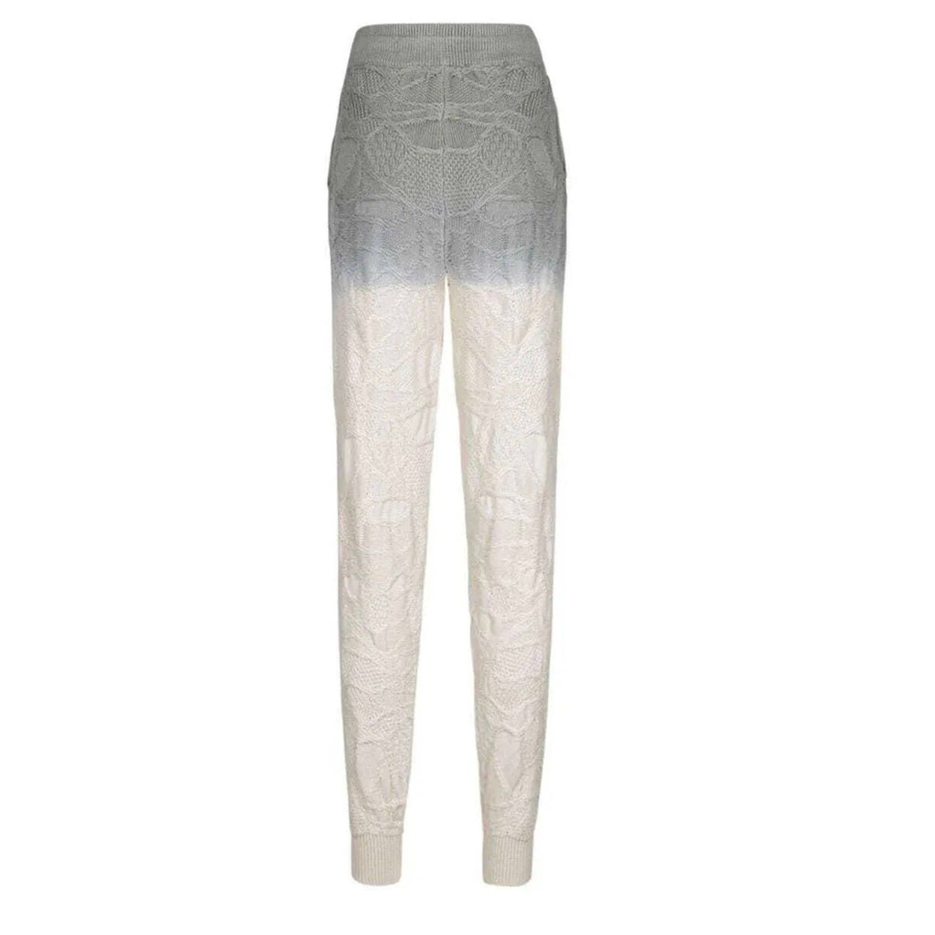 NWT Twenty Montreal Womens Crossover Knit Gradient Joggers Gray / Cream Sz Small