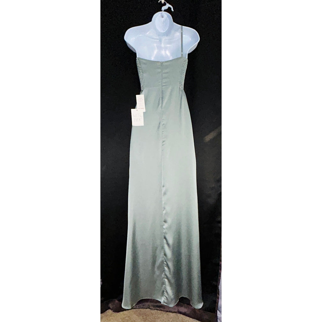 Show Me Your Mumu Shannon One Shoulder Luxe Satin Dress Silver Sage Sz Small NWT