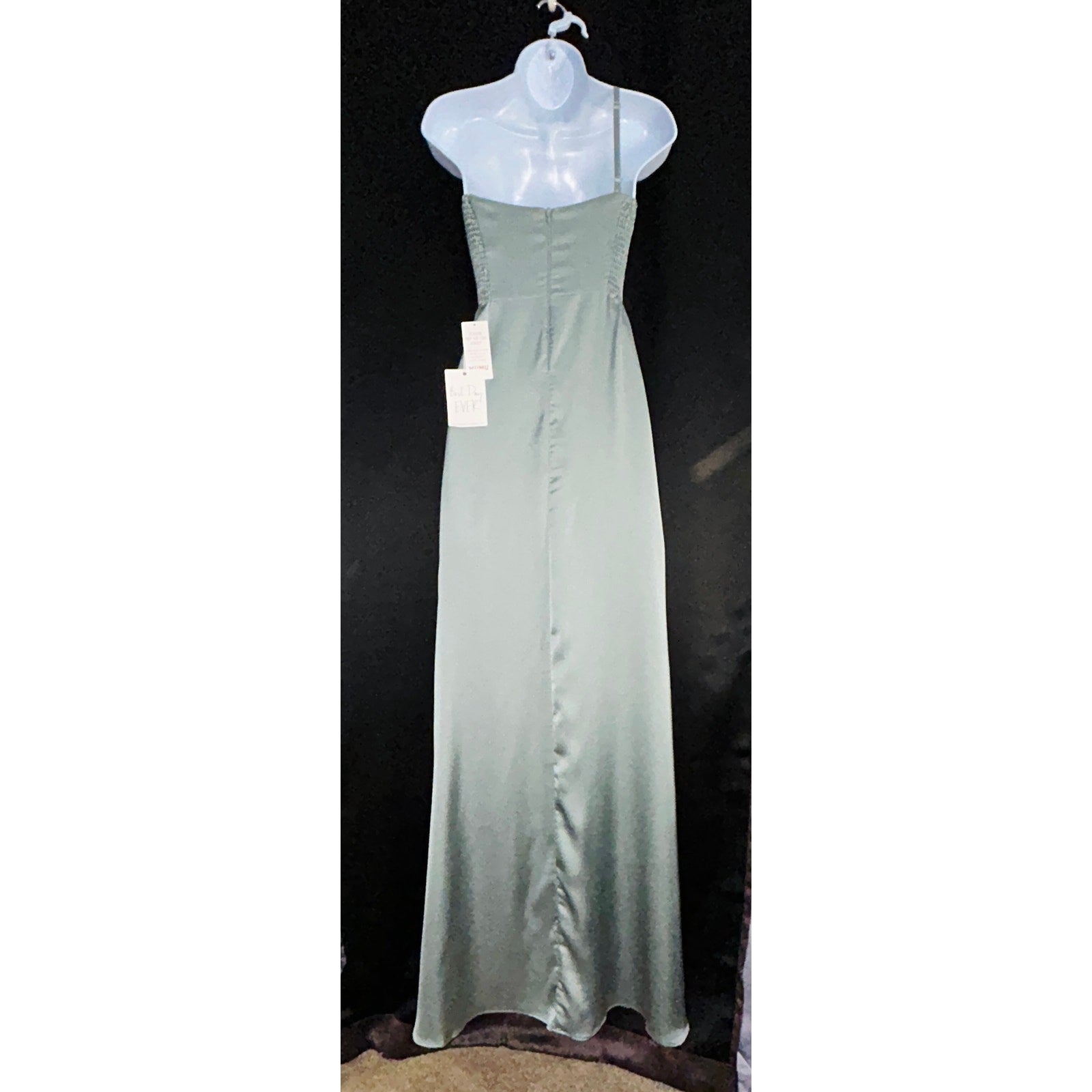 Show Me Your Mumu Shannon One Shoulder Luxe Satin Dress Silver Sage Sz Small NWT