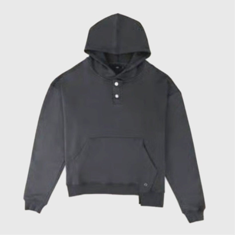 GODI Hoodie Sz M, Vintage Black, Unisex, Asymmetrical, Detroit Streetwear Unique