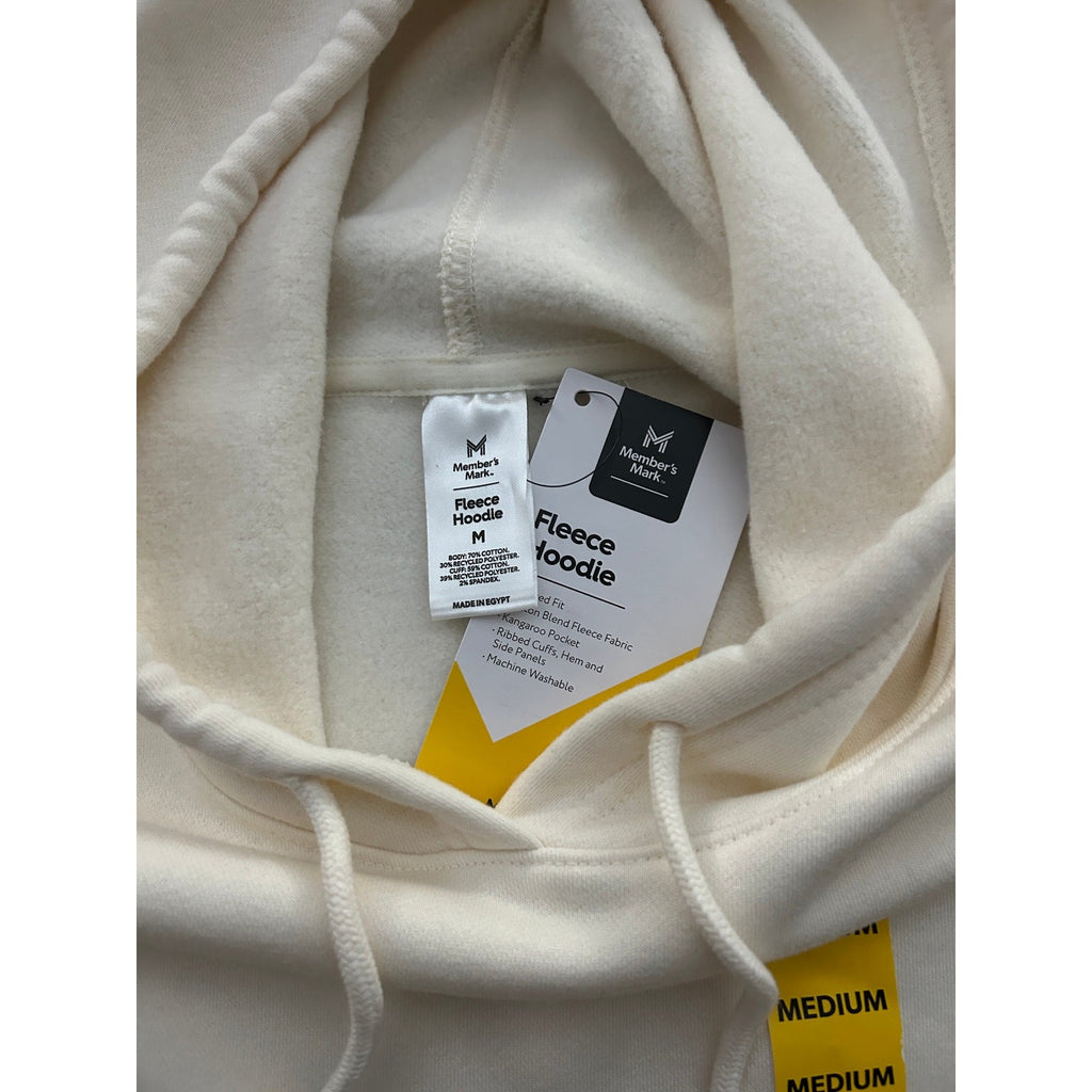 Member’s Mark Women’s White Fleece Hoodie Size M – Soft & Cozy Pullover NWT