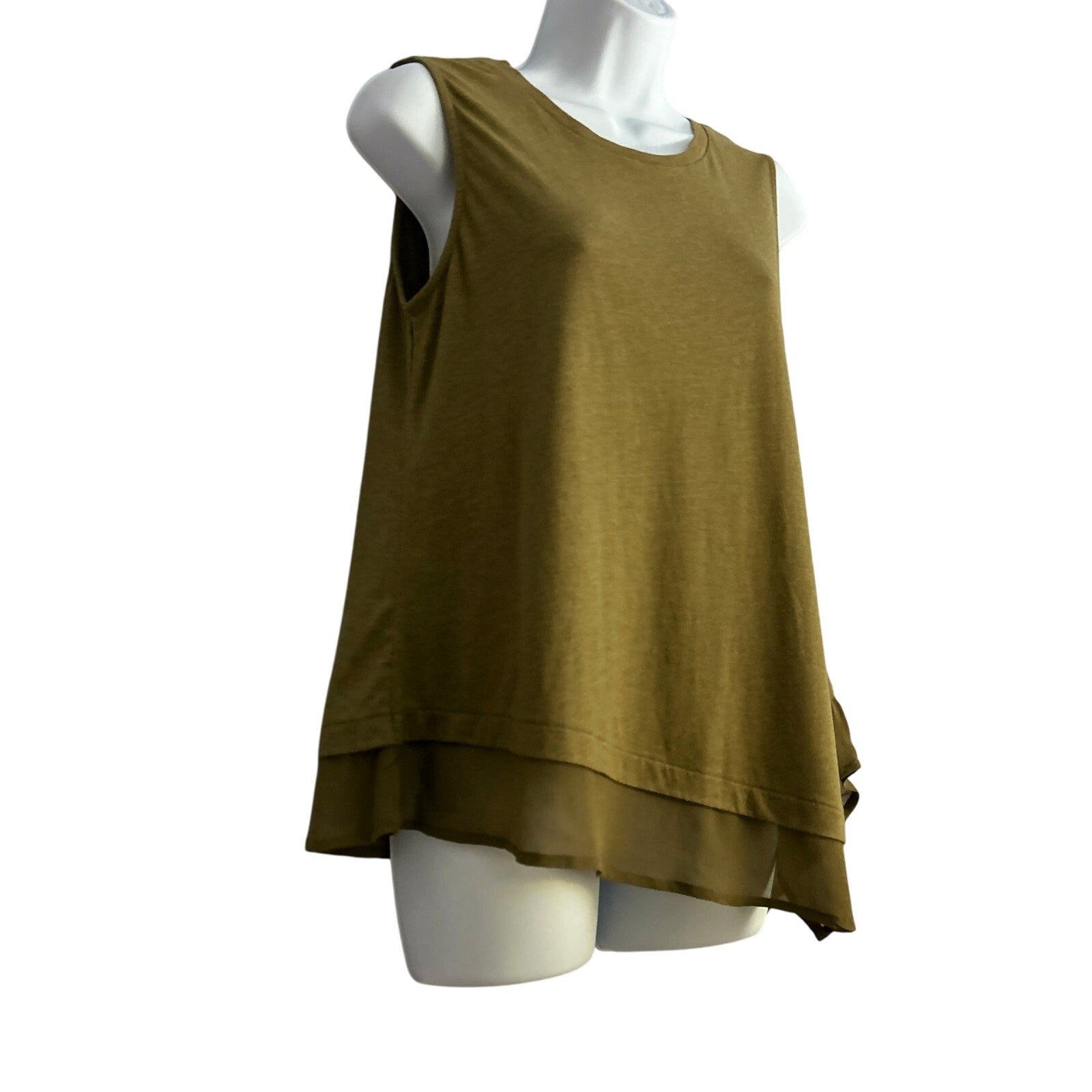 NEW Aventura Organic Cotton Sleeveless Asymmetrical Tank Top Olive Green Sz M 