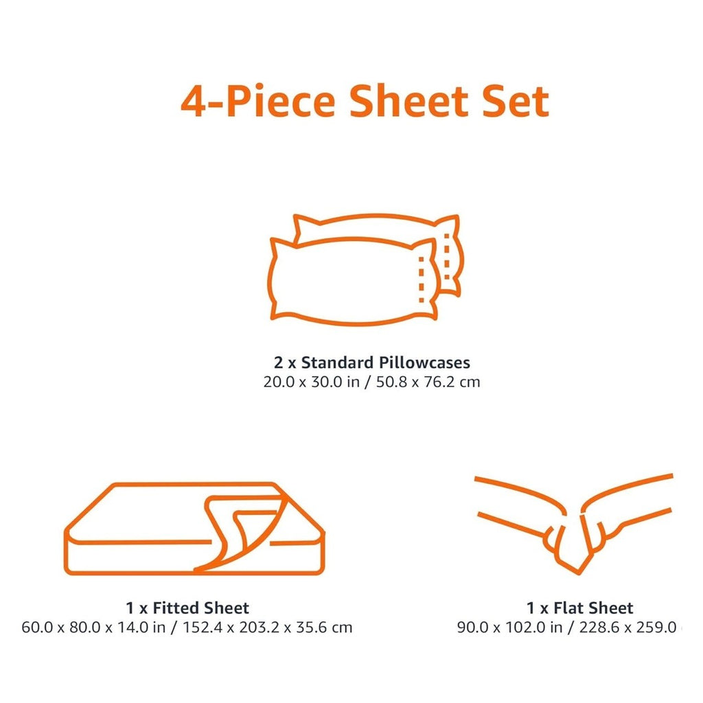 Amazon Basics Microfiber 4‑Piece Queen Sheet Set Aqua Fern Lightweight Soft