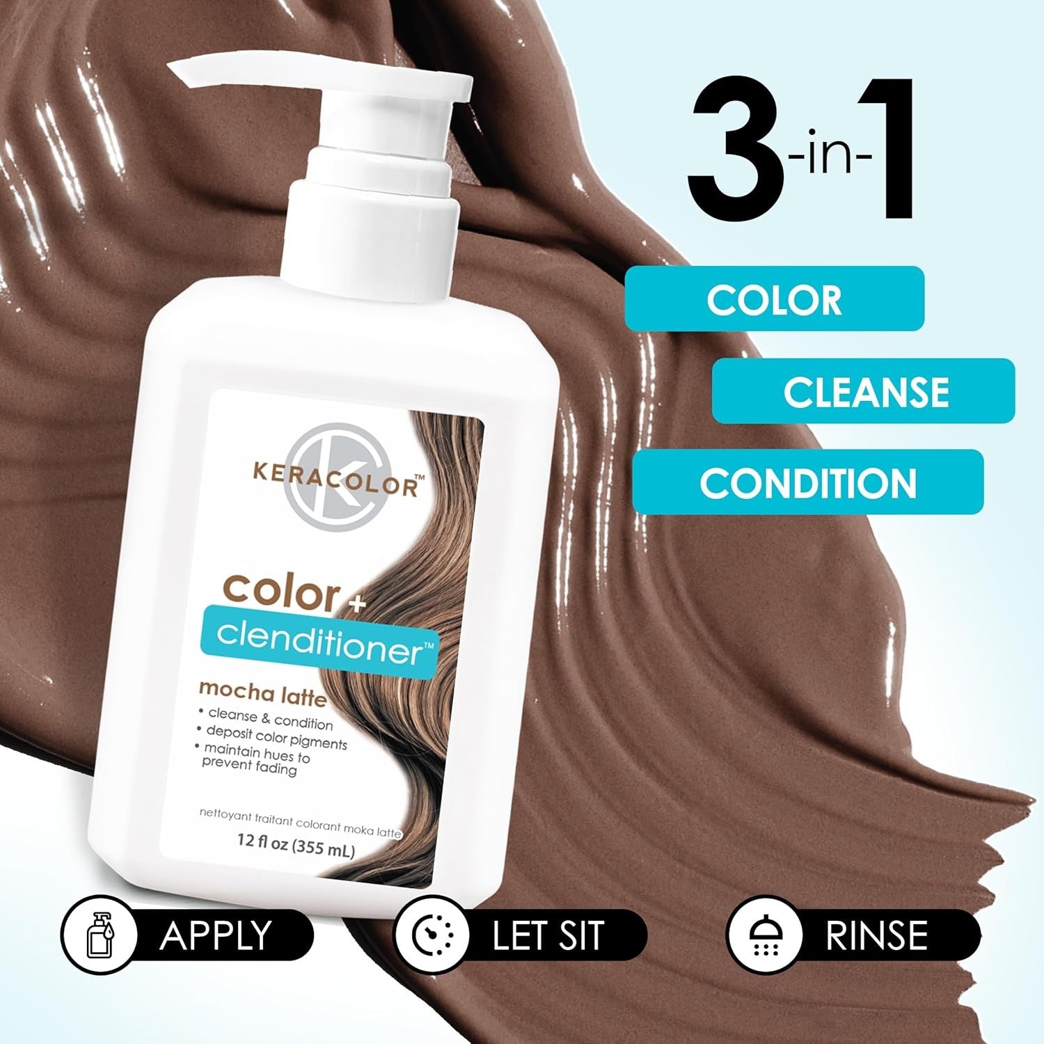 KERACOLOR Color+Clenditioner Mocha Latte – 3-in-1 Color, Cleanse & Condition