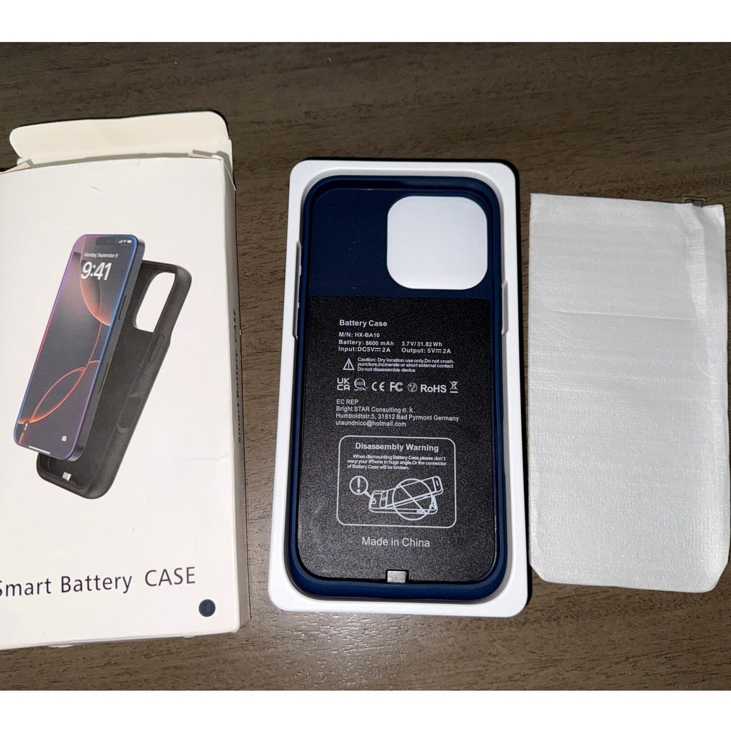 Slim Smart Battery Case Protective Charging Case iPhone 16 Pro Max Navy Blue 