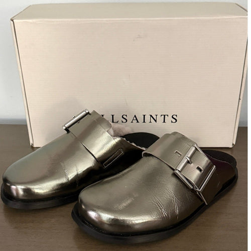AllSaints Eris Mule Gun Metal Grey Lambskin Size 8 NIB Women’s Shoes Retail $349