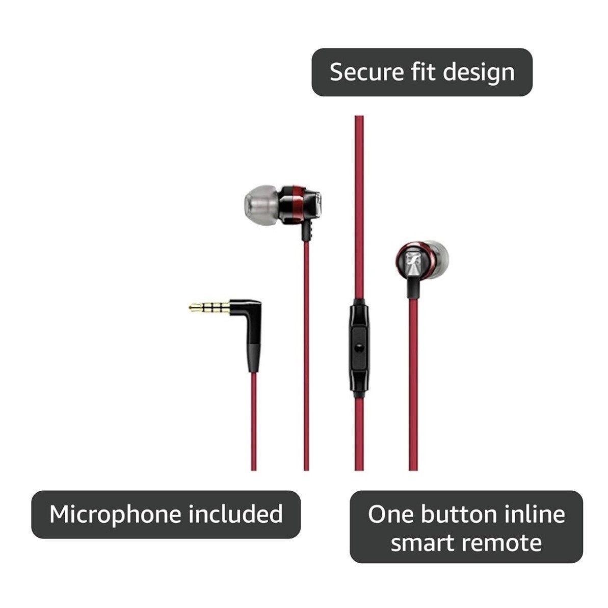 Sennheiser CX 300S In Ear Headphone with One-Button Smart Remote - Red NEW