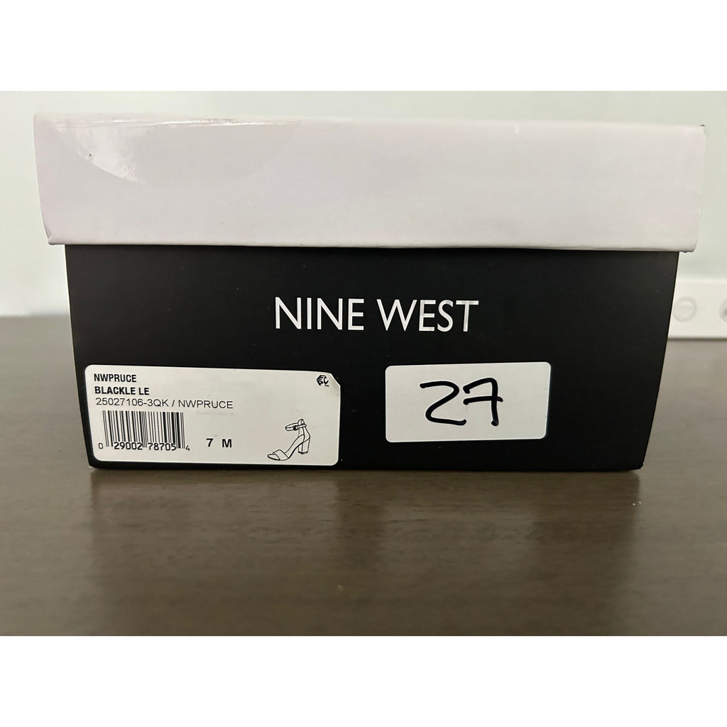 Nine West Pruce Ankle Strap Block Heel (2.5") Sandals Size 7M Black
