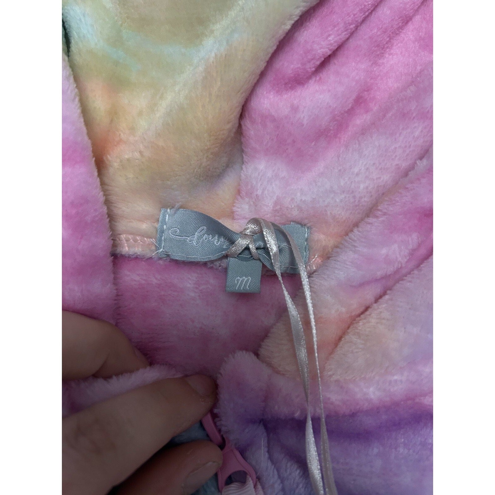 NWT Unicorn Hooded Lounge Sleepwear Costume Pajamas, Medium Pastel Rainbow Plush