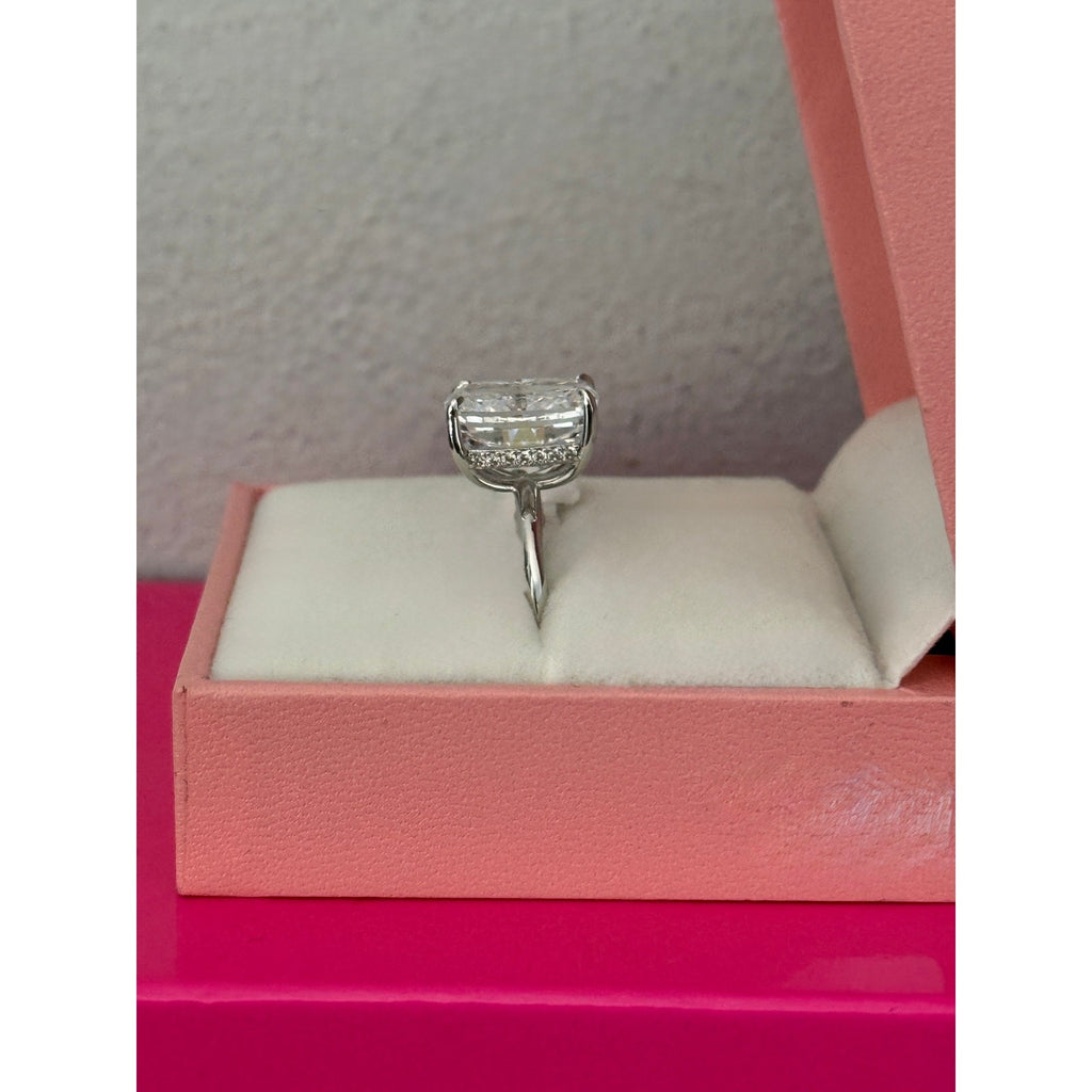 Paffidy 3.5ct D Color Moissanite Cushion Solitaire Ring Size 6 | S925 Silver NEW