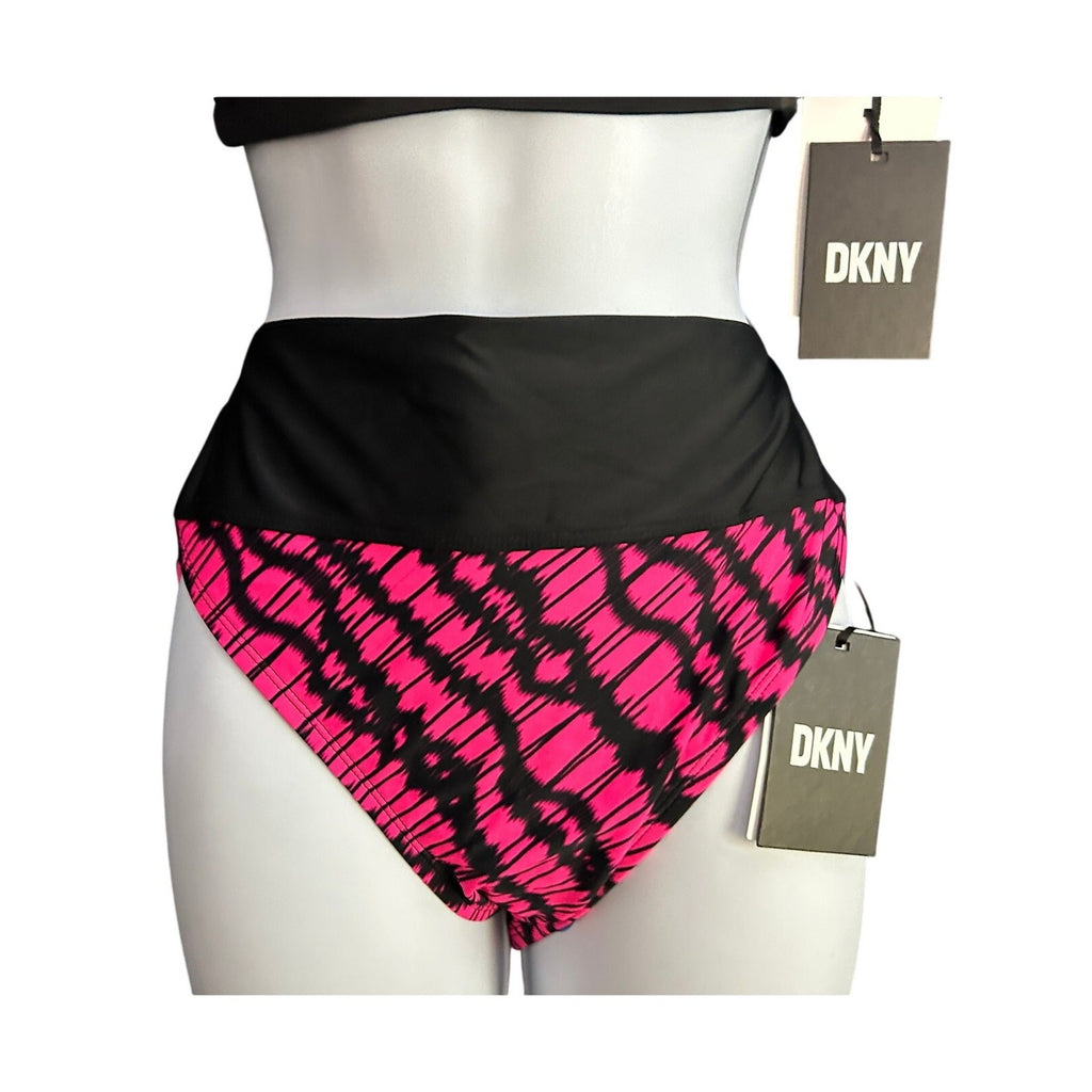 NWT DKNY Neon Pink Bikini – Square Neck & High Waist Bottom, Set Size M