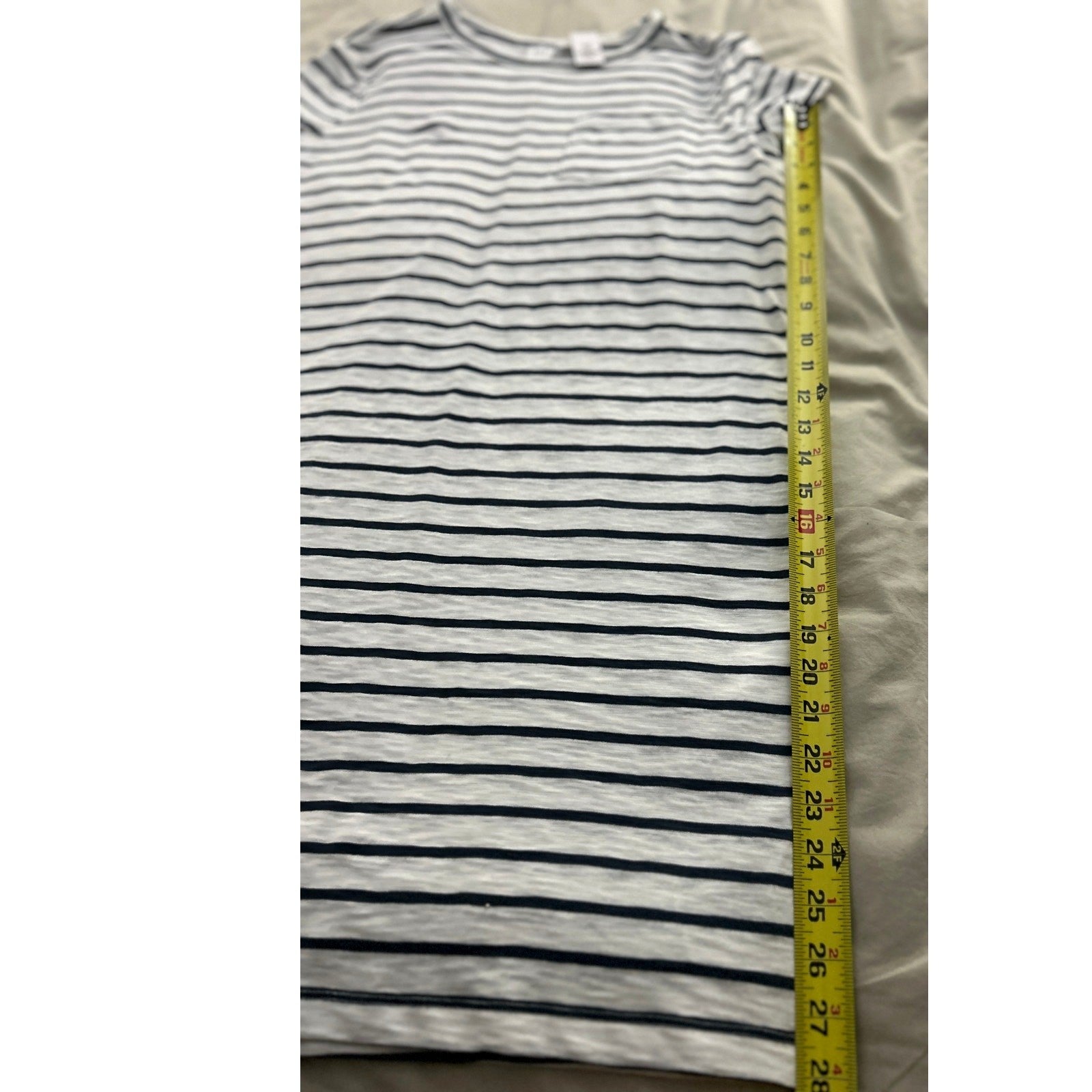 GAP Pocket T-Shirt Dress Navy White Stripe | Size S/P Tall | Casual Stripe Dress