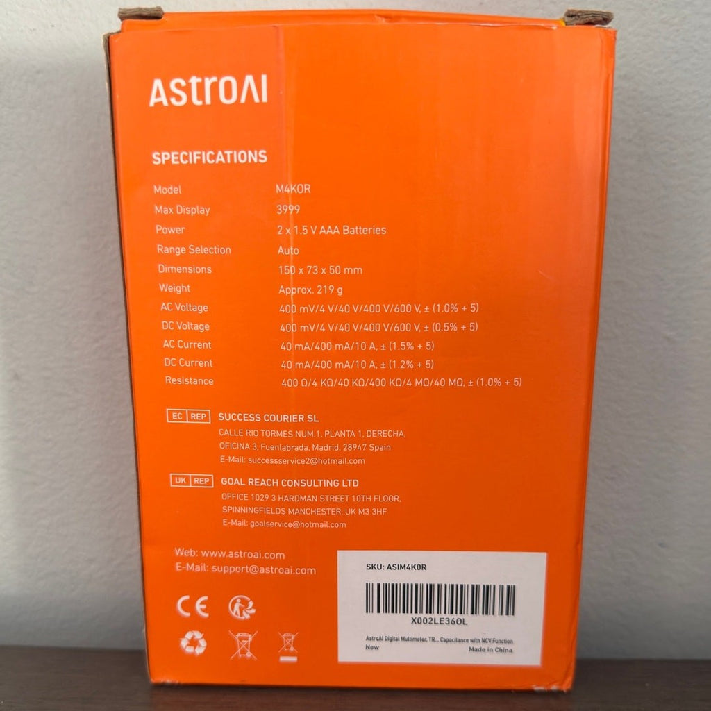 AstroAI TRMS 4000 Count Digital Multimeter Auto Range Volt Ohm NCV Tester 