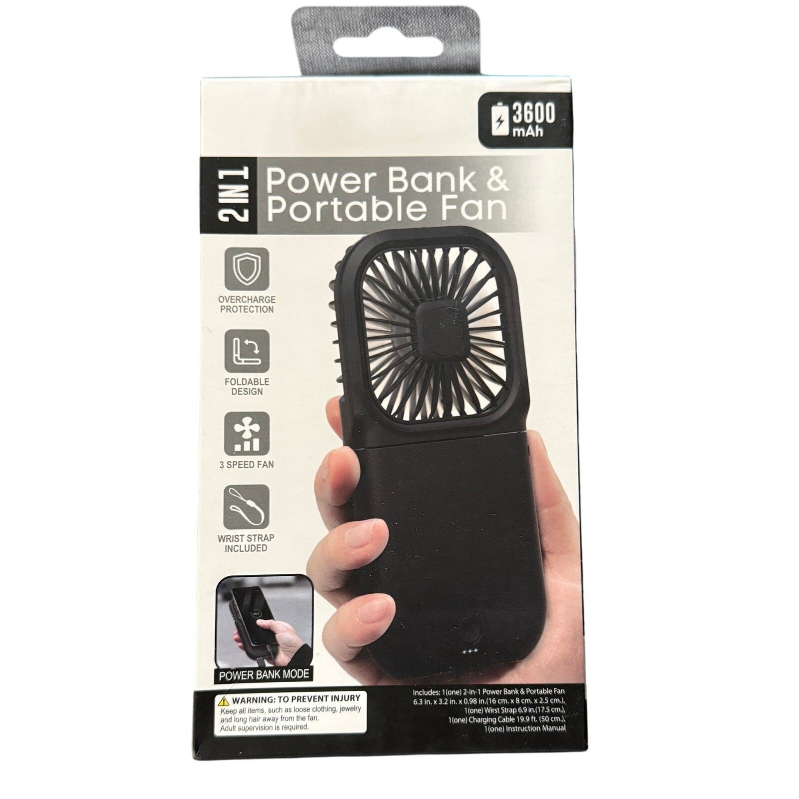 Digital Essentials 2-in-1 Power Bank & Fan | 3600mAh Rechargeable Cooling NEW