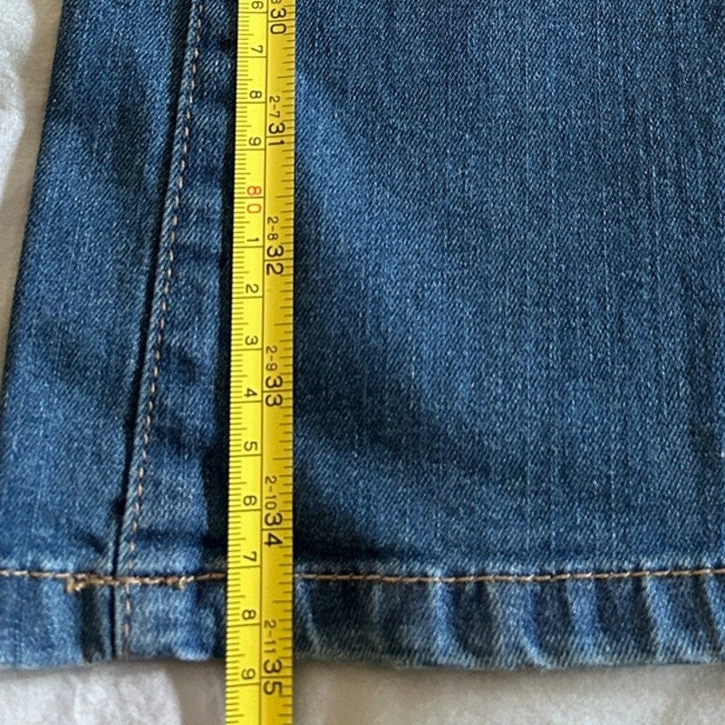 FIORUCCI Angel Y2K Low Rise, Flare Jean Med. Blue Faded Wash ACTUAL SIZE 26 x 35