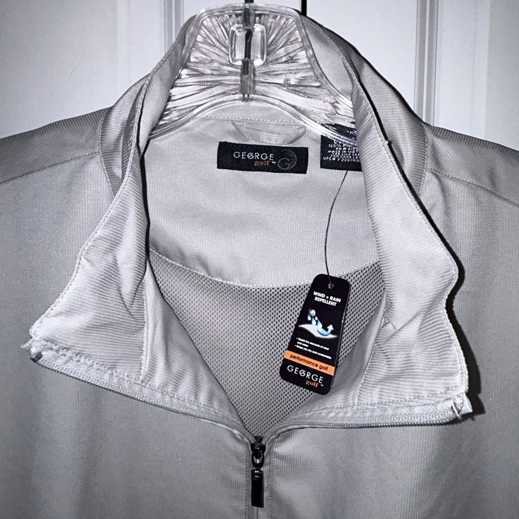NWT Performance Golf Jacket Lightweight Pockets Wind Water Resistant Khacki Sz L
