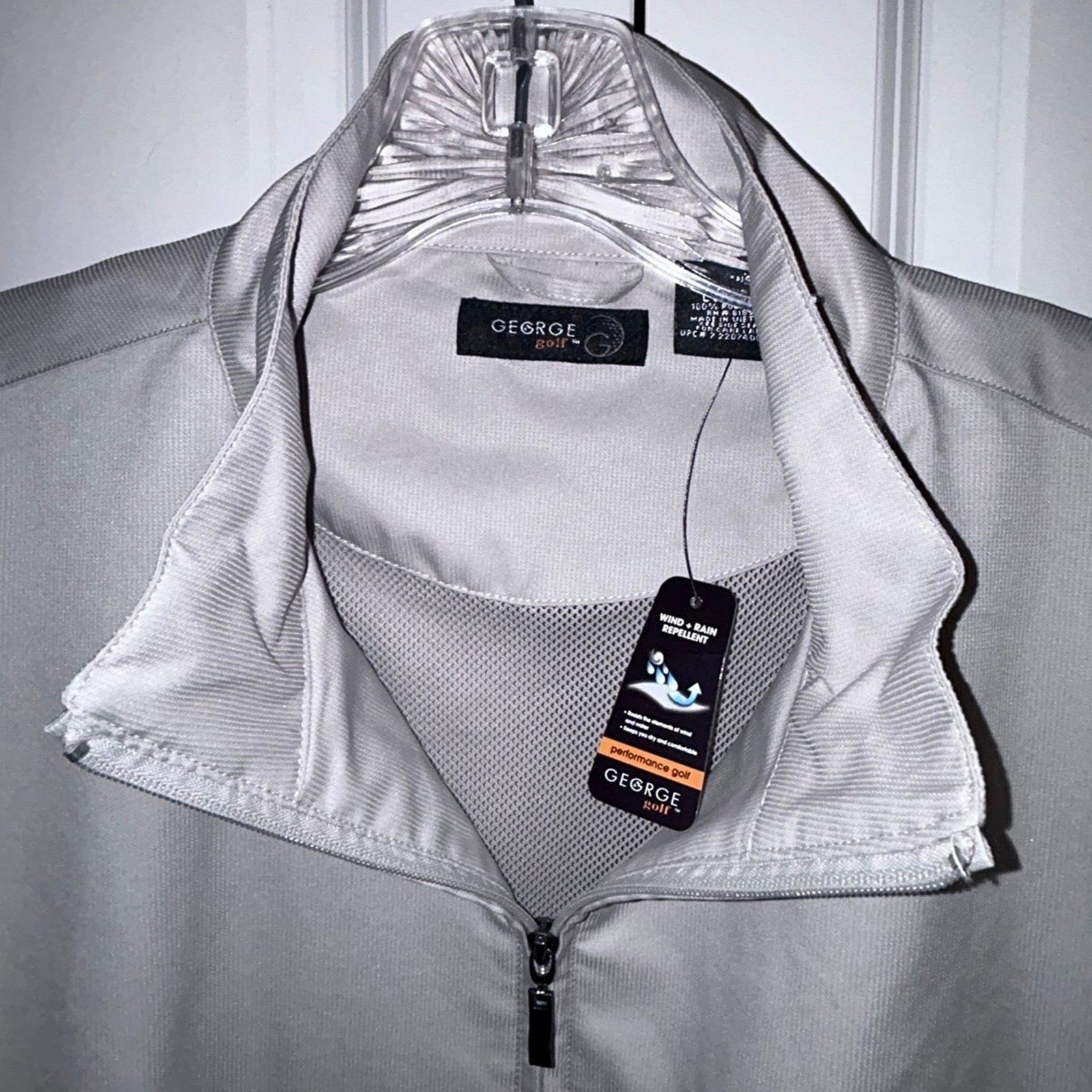 NWT Performance Golf Jacket Lightweight Pockets Wind Water Resistant Khacki Sz L