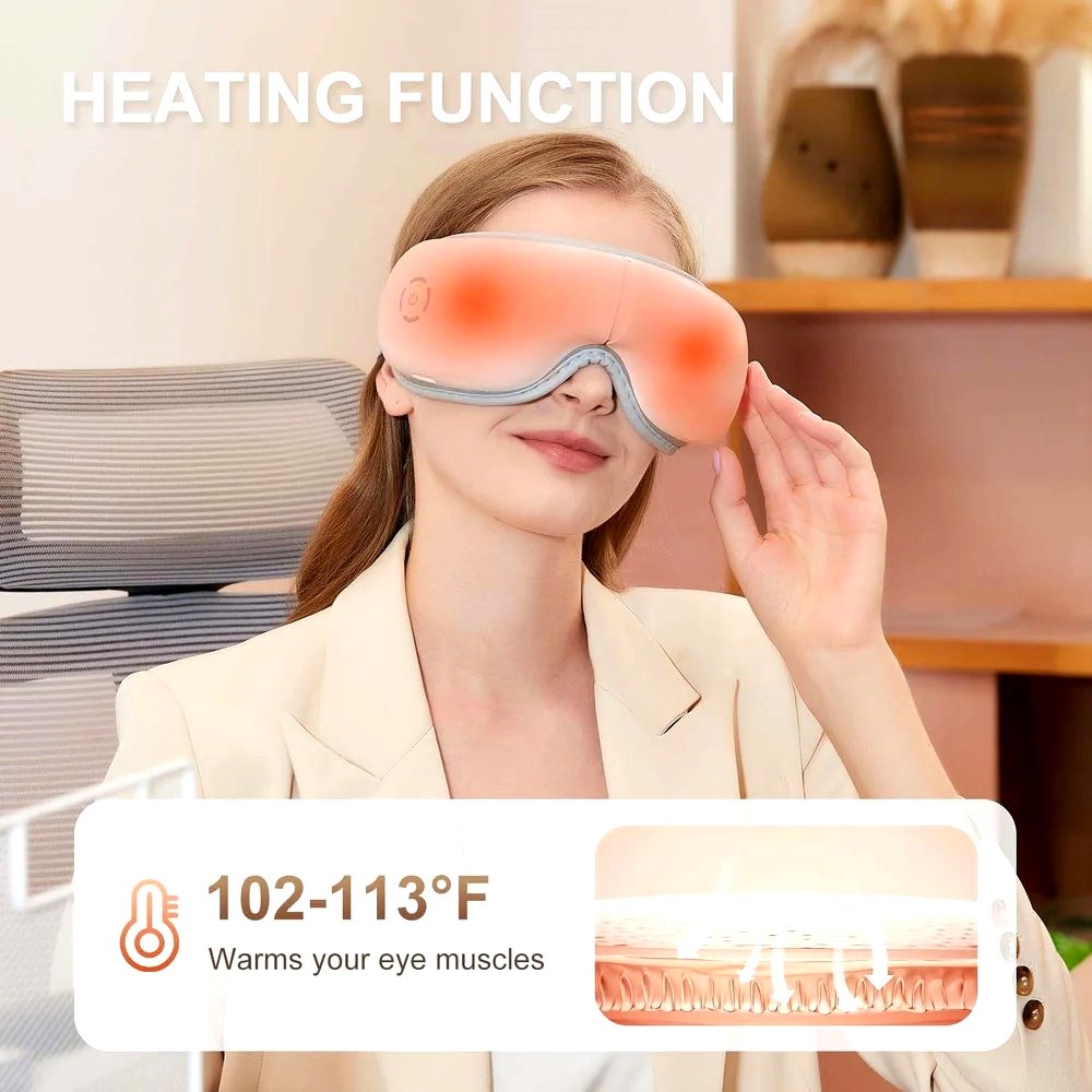White Eye Massager Heat & Vibration Therapy, Lightweight Design for Relaxation