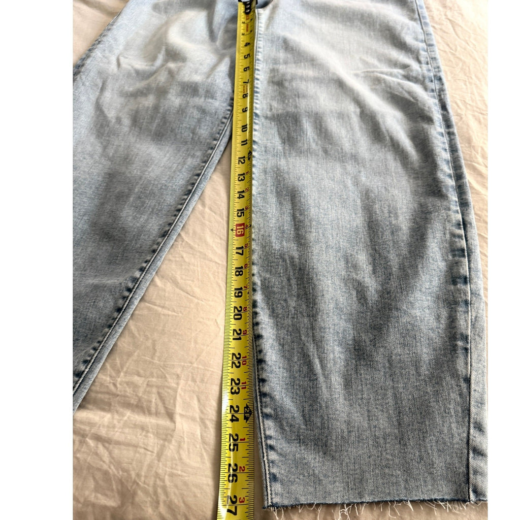 Fidelity Delilah Barrel Jeans Angel Blue Raw Hem Denim USA Made 25/26 