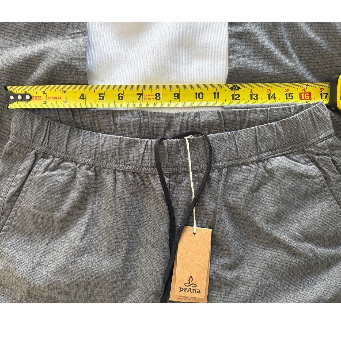 prAna Men’s Vaha E‑Waist Pants Gravel Grey Hemp Blend Large 34 Inseam NWT