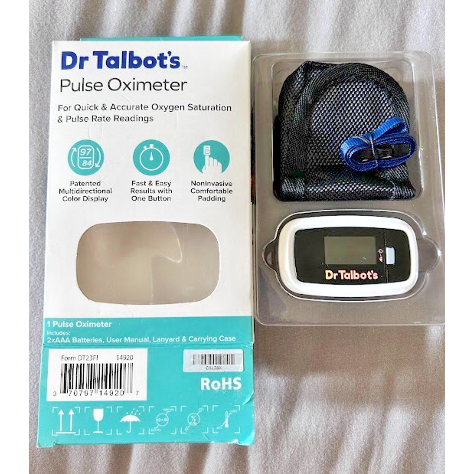 New Sealed Dr. Talbot's Pulse Oximeter For Quick & Accurate Oxygen Readings