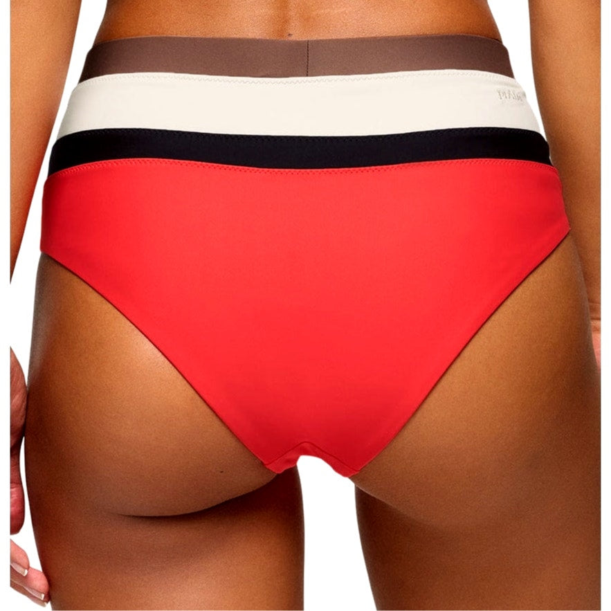 Womens Prana Baja Bound High Rise Bikini Sz Medium Colorblock Rose Fire / Black