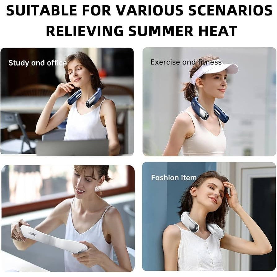 Portable Bladeless Neck Fan 6000mAh USB‑C 5‑Speed Quiet 360° Cooling Lightweight