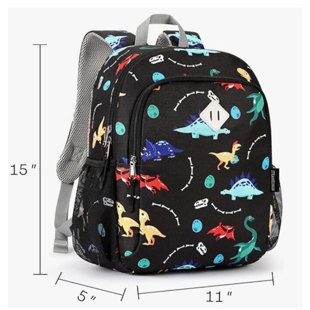 Dinosaur Kids Backpack 15” Lightweight Water‑Resistant School Reflective Bag NEW