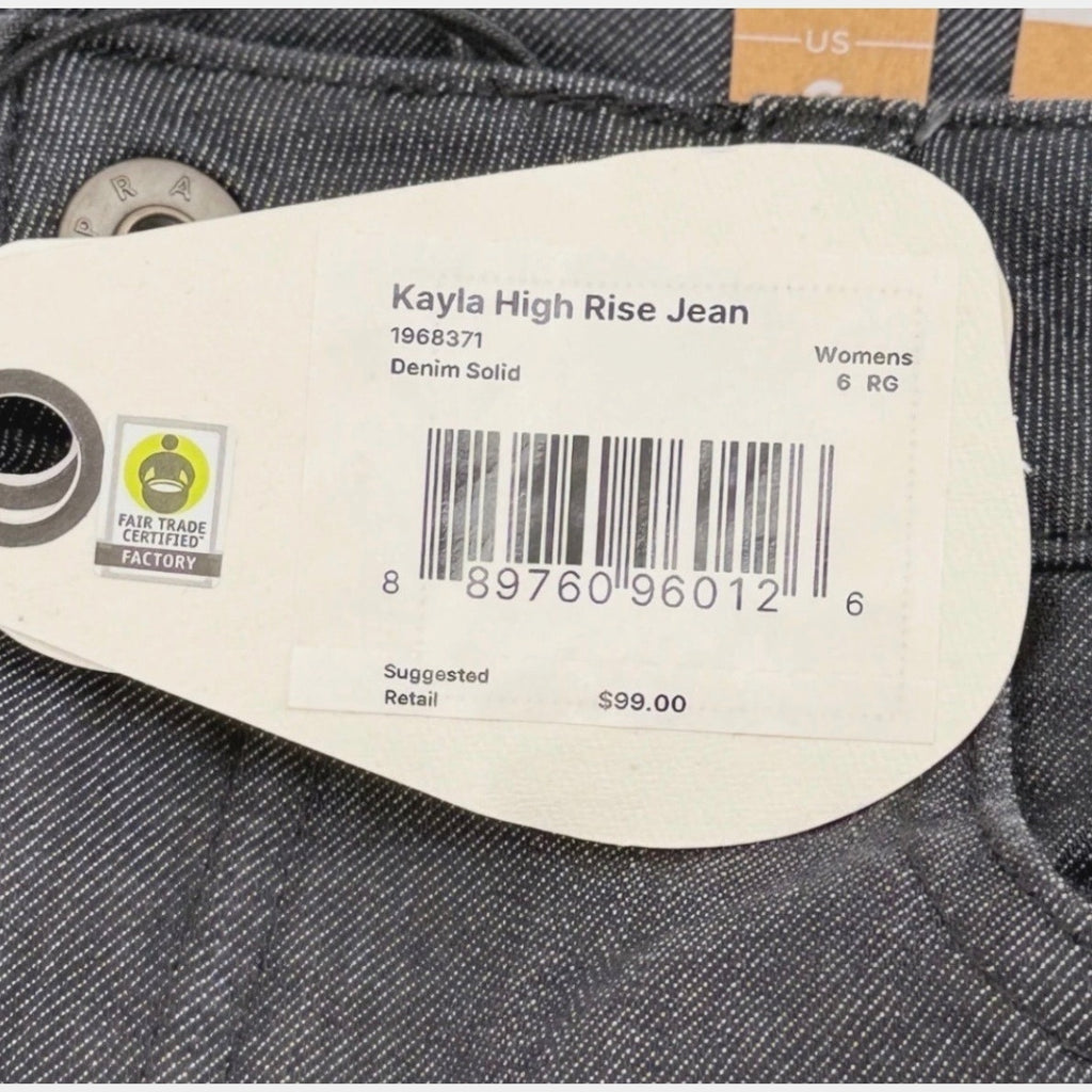 Womens Prana Kayla Organic Stretch High Rise Jean Sz 6 Regular Denim Solid Gray