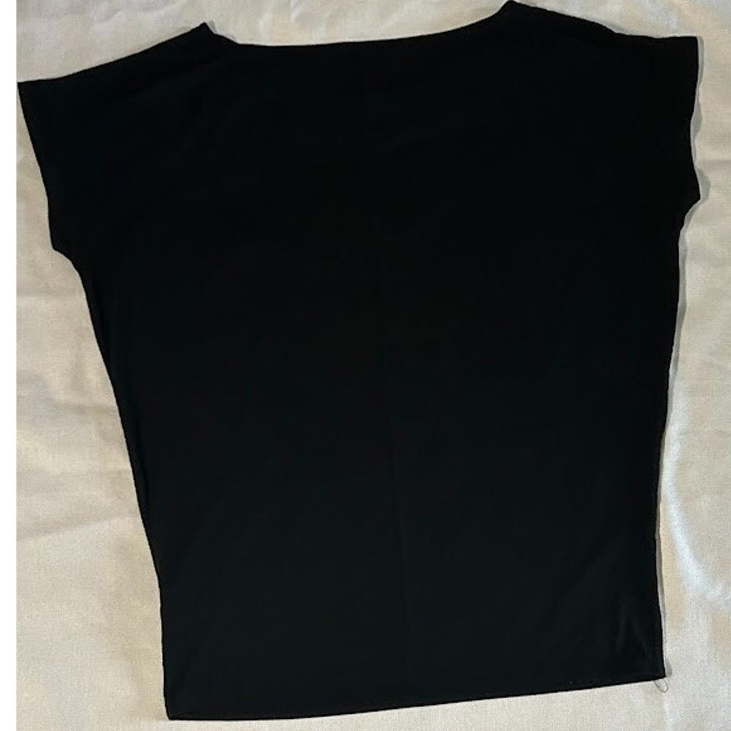 Women’s Black Off the Shoulder Boatneck Short Sleeve Top Fitted Waist Size Large